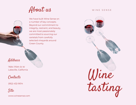 Wine Tasting with Wineglasses and Info Brochure 8.5x11in Bi-fold Design Template