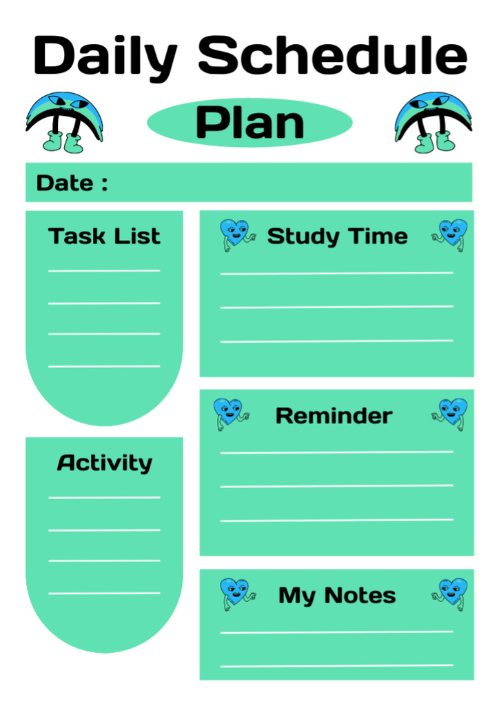 Daily Activity Plan for School Students Schedule Planner Design Template