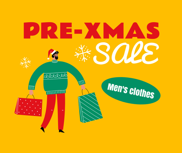 Designvorlage Pre-Christmas Male Clothing Sale für Facebook