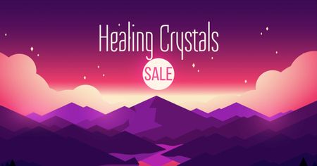 Healing Crystals Sale Announcement Facebook AD Design Template