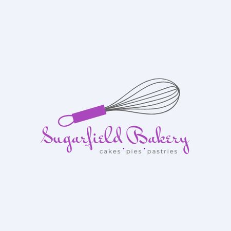 Bakery Ad with Cute Floral Whisk Logo Design Template