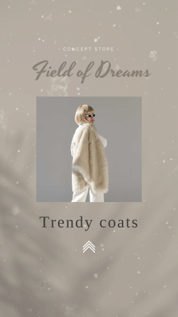 ファッション広告の毛皮のコートを着た女性 Instagram Video Storyデザインテンプレート