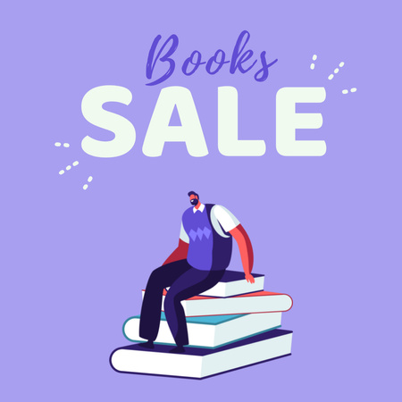 Books Discount Announcement on Purple Instagram Šablona návrhu