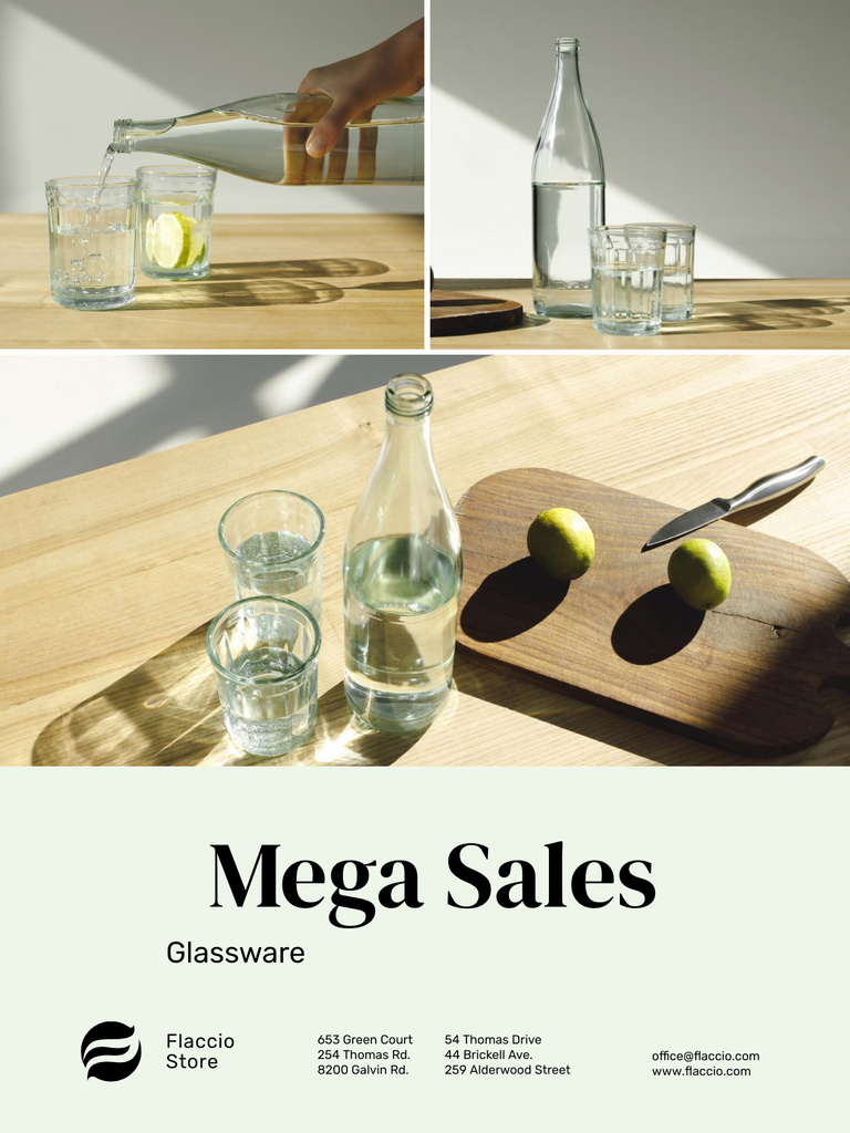 Designvorlage Kitchenware Sale with Glassware für Poster US