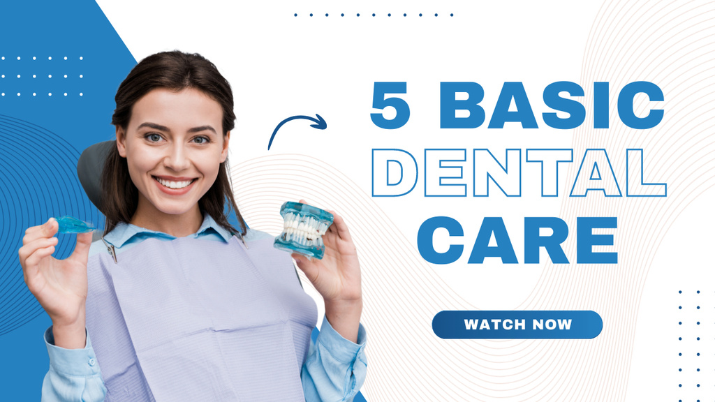 Designvorlage Blog about Dental Care with Dentist für Youtube Thumbnail