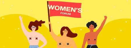 Women's Forum Announcement with Women on Riot Facebook cover Design Template