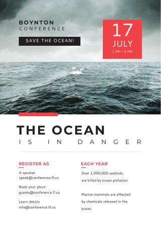 Ecology Conference Stormy Sea Waves Flayer – шаблон для дизайну