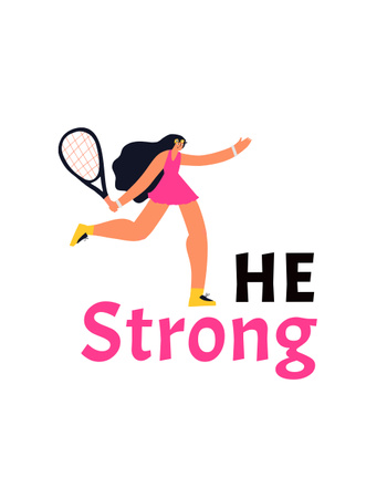 Girl holding Tennis Racket T-Shirt – шаблон для дизайну