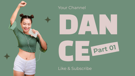 Dance Episode in Blog with Woman in Earphones Youtube Thumbnail Design Template