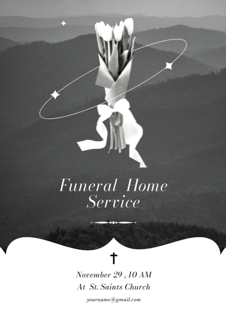 Template di design Funeral Announcement with Flowers Bouquet Invitation