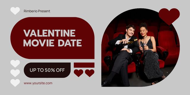 Platilla de diseño Valentine's Day Movie Date Twitter