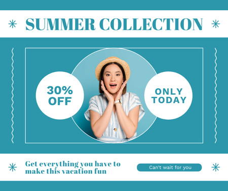 Summer Fashion Collection Ad with Asian Woman Facebook Tasarım Şablonu