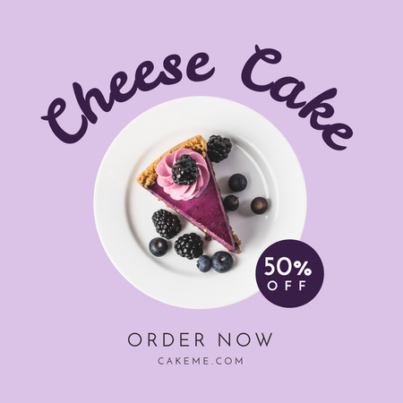 Cheese Cake Sale Ad with Sweet Dessert Instagram Tasarım Şablonu