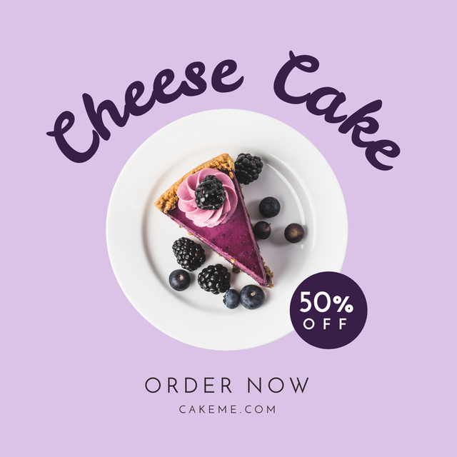 Cheese Cake Sale Ad with Sweet Dessert Instagram Design Template
