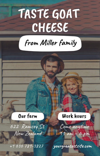 Platilla de diseño Goat Cheese Tasting Announcement with Family At Farm Invitation 4.6x7.2in