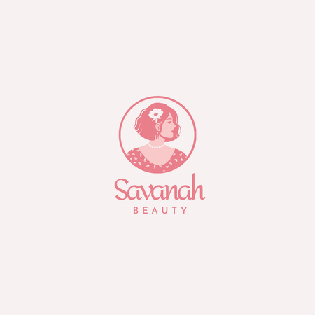 Emblem of Beauty Studio with Woman Logo 1080x1080px Design Template