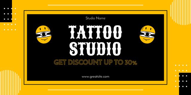 Creative Tattoo Studio With Discount Offer Twitter Design Template