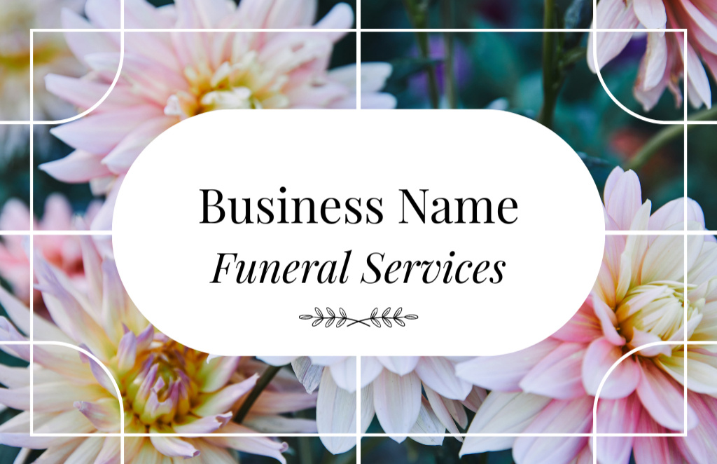 Funeral Home Advertising with Flowers Business Card 85x55mm Tasarım Şablonu