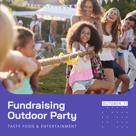 Fundraising Fun-filled Outdoor Party In Purple Animated Post Design Template