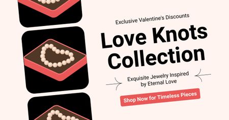 Modèle de visuel Collection de bijoux exquise prévue pour la Saint-Valentin avec réduction - Facebook AD