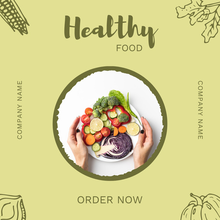 Platilla de diseño Healthy Vegetables On Plate Ordering Offer Instagram