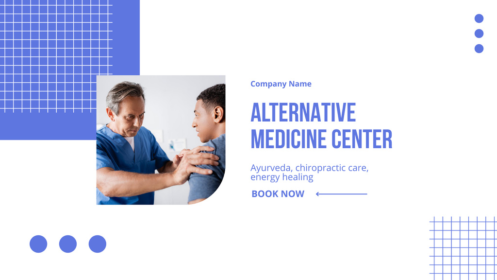 Alternative Medicine Center Offer Various Procedures Title 1680x945px Modelo de Design