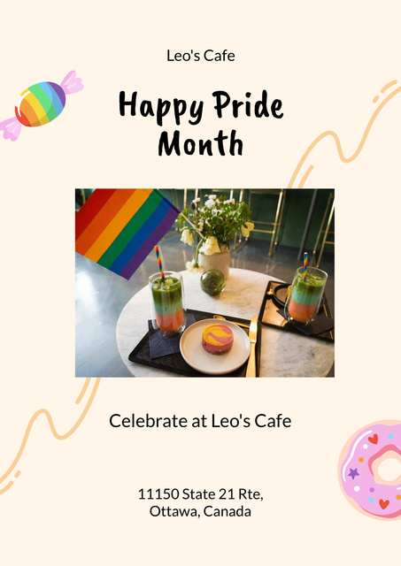 LGBT-Friendly Cafe Invitation with Donut Posterデザインテンプレート