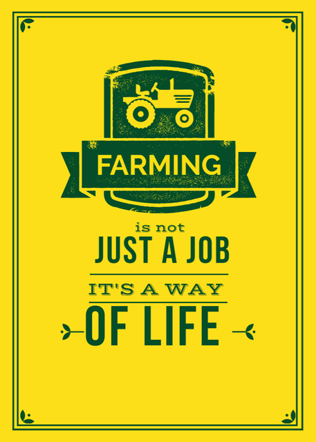 Agricultural Quote Tractor Icon in Yellow Flayer – шаблон для дизайна
