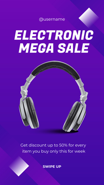 Electronic Mega Sale of Headphones Instagram Storyデザインテンプレート