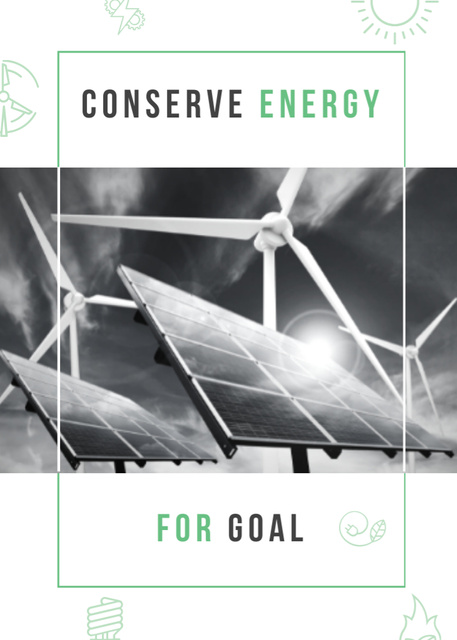 Wind Turbines and Solar Panels Flayer Design Template