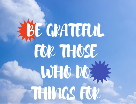 Phrase About Gratitude With Blue Sky Postcard 4.2x5.5in Design Template