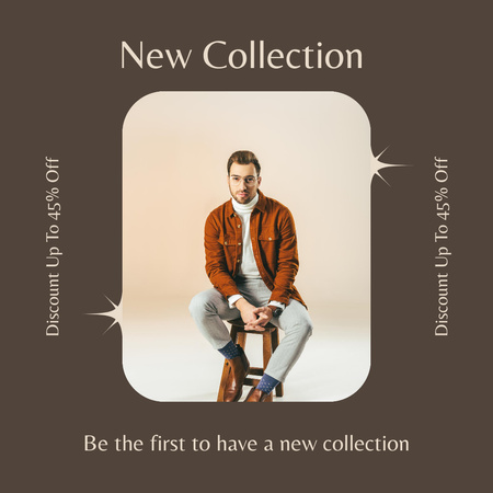 Fashion Collection Ad for Men Instagram tervezősablon