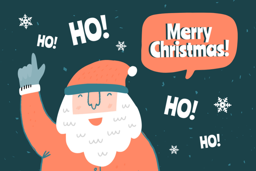 Christmas Cheers with Joyful Santa on Deep Green Postcard 4x6in Πρότυπο σχεδίασης
