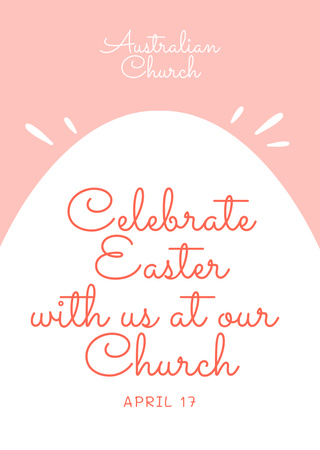 Kirkon pääsiäisjuhlailmoitus vaaleanpunaisella värillä Flyer A6 Design Template