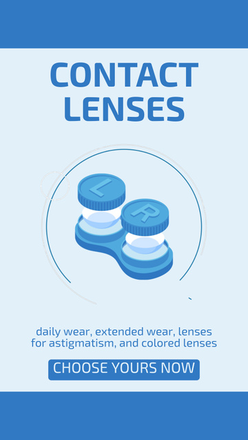 Offering Wide Selection of Contact Lenses with Container Instagram Video Story Šablona návrhu