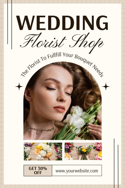 Wedding Flower Shop Advertising Collage Pinterest Design Template