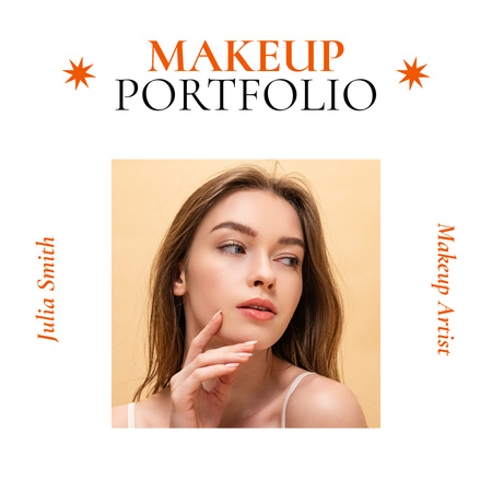 Makeup Portfolio with Young Attractive Woman Photo Book Design Template