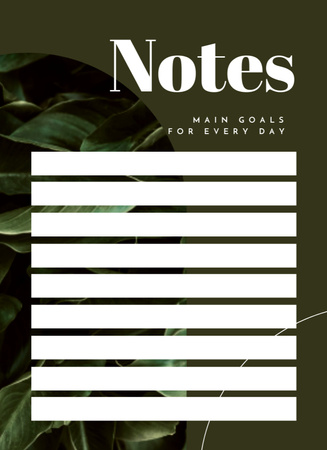 Daily Goals Planning with Tropical Leaves Notepad 4x5.5in Design Template