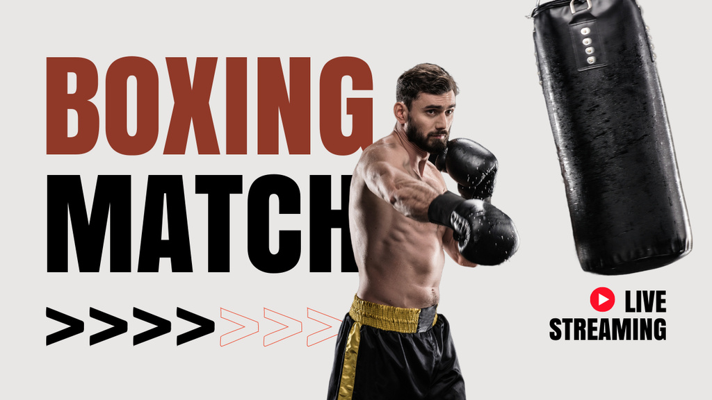 Platilla de diseño Live Streaming Of Boxing Match Youtube Thumbnail