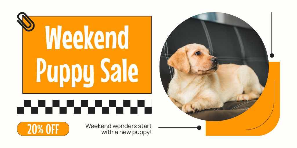 Ontwerpsjabloon van Twitter van Weekly Puppy Sale Announcement
