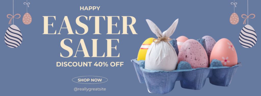 Easter Offer with Dyed Eggs in Paper Container Facebook cover Design Template