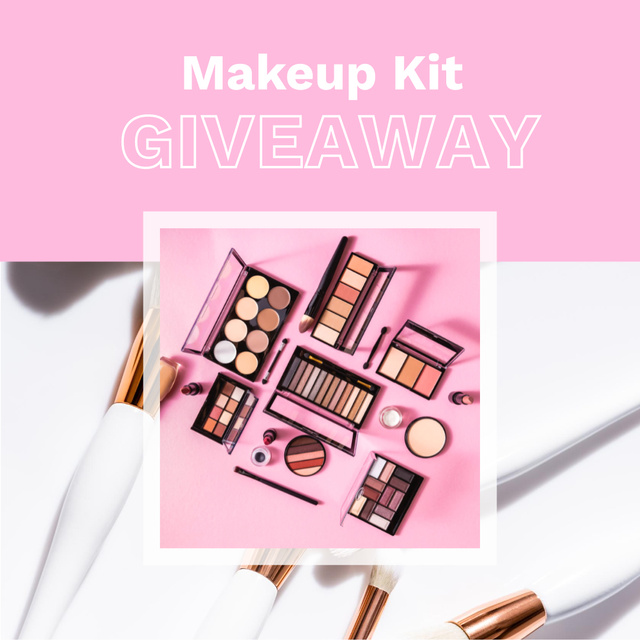 Designvorlage Giveaway of Pink Makeup Kit für Instagram