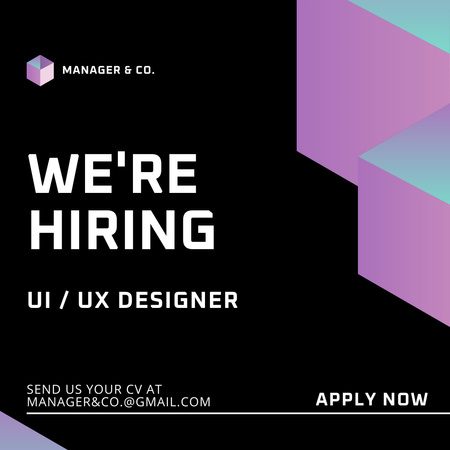 Designvorlage Wir stellen UI/UX-Designer ein für Instagram