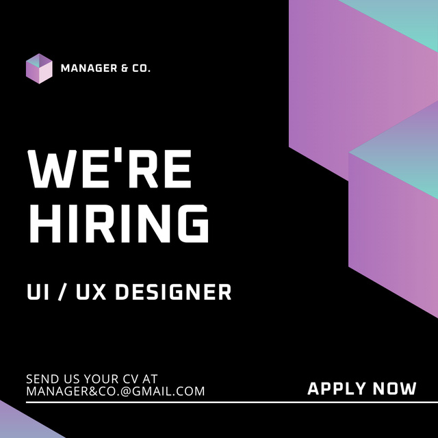 We're Hiring UI/UX Designer Instagram Modelo de Design