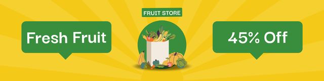Discount on Fresh Fruits on Yellow Twitter Design Template