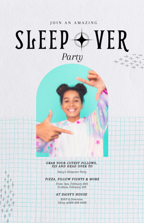 Amazing Sleepover Party Invitation 5.5x8.5in Design Template