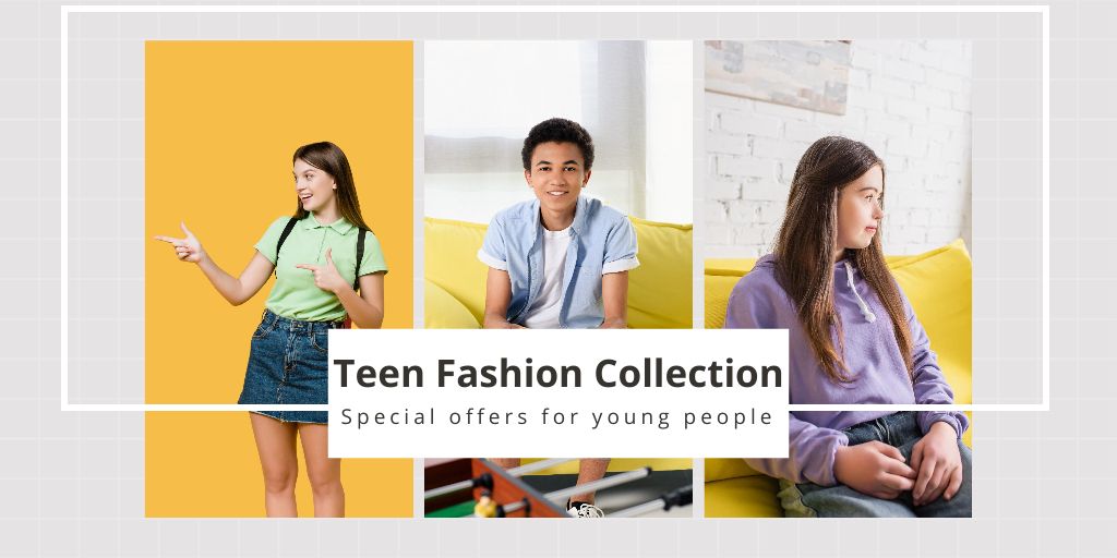 Fashion Collection Special Offer For Teens Twitterデザインテンプレート