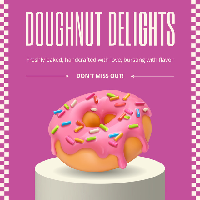 Designvorlage Doughnut Delights Special Ad in Pink für Instagram