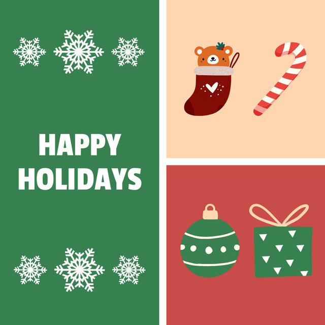 Happy Holidays Greeting with Presents Instagram tervezősablon