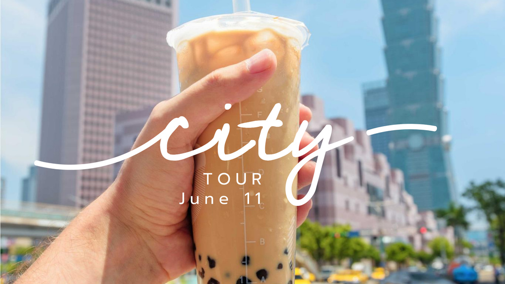 City Walk with Bubble tea FB event coverデザインテンプレート
